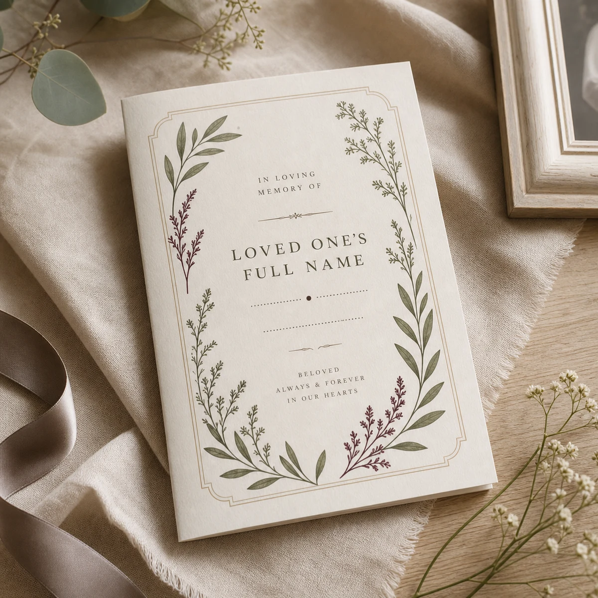 Botanical funeral programme template